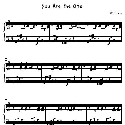 You Are the One Sheet Music and Sound Files for Piano Students